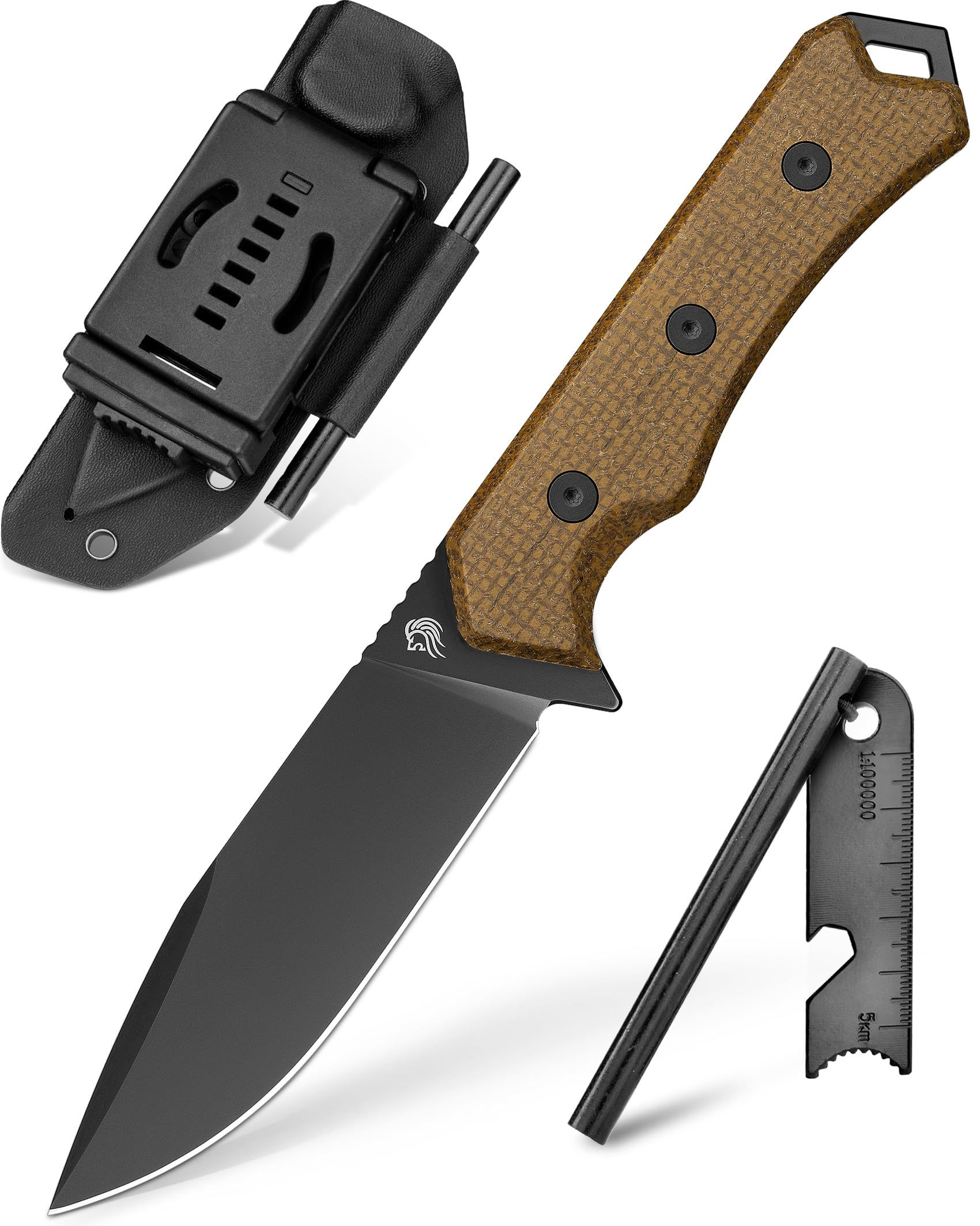 NedFoss BOAR Survival Knife with Fire Starter 4.1" D2 Steel Full Tang Hunting Kn