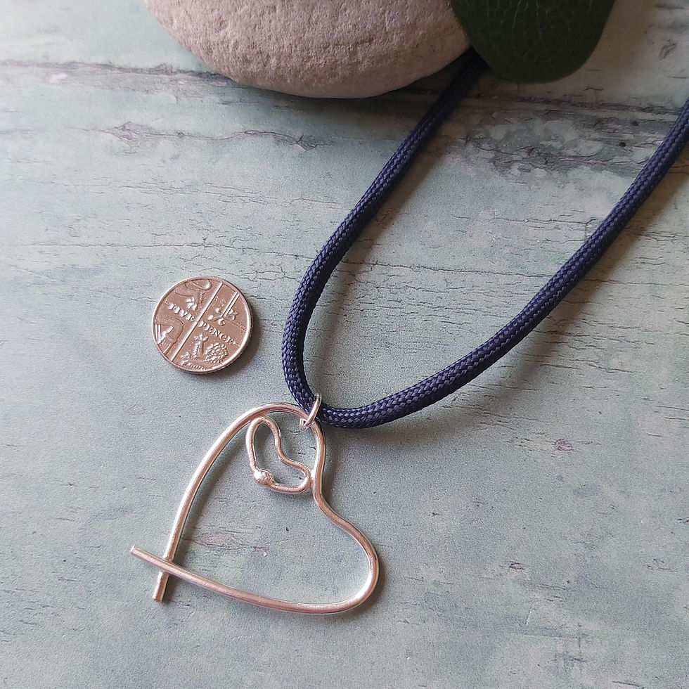 Thumbnail: I 🖤 YOU: Heart-in-heart sterling silver choker