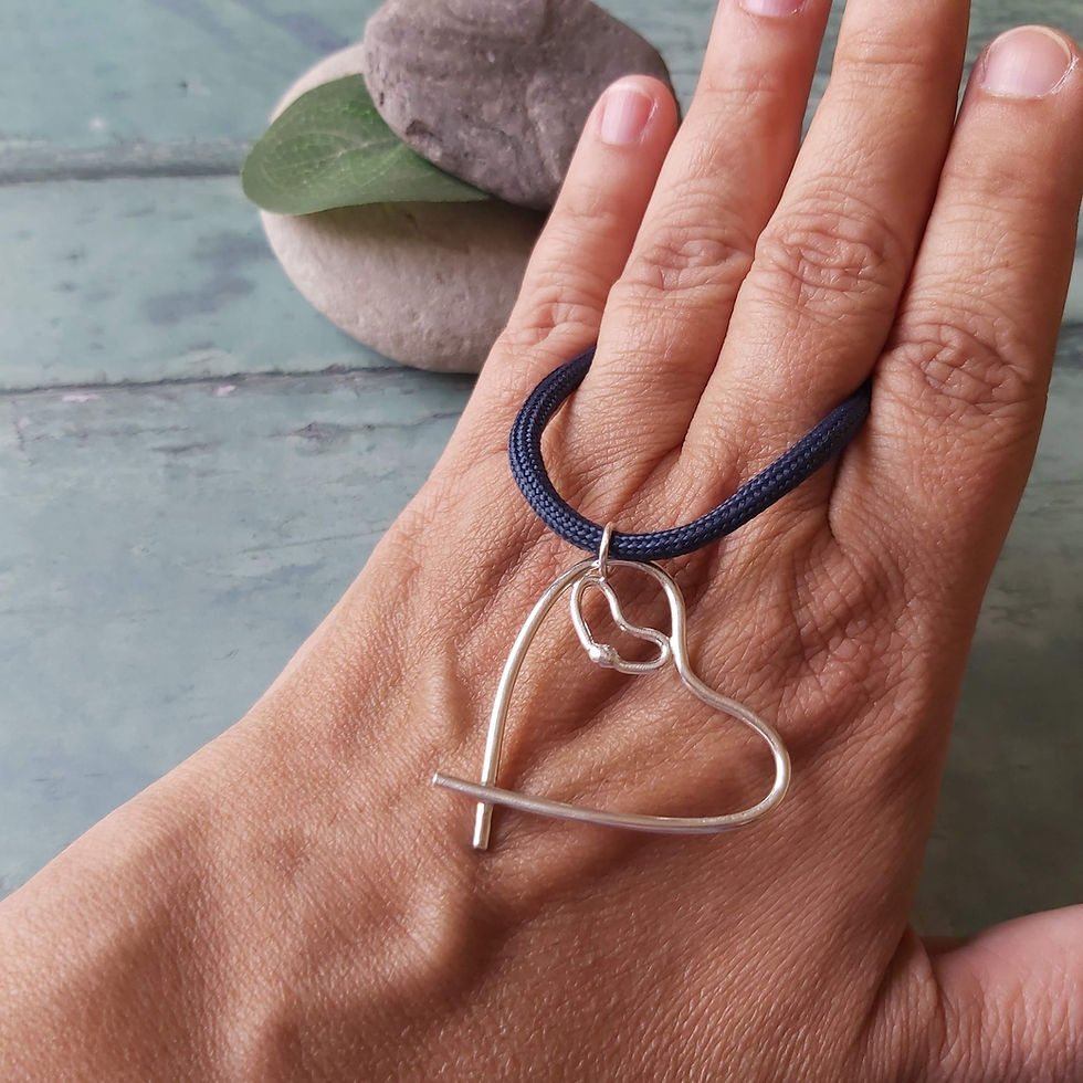 Thumbnail: I 🖤 YOU: Heart-in-heart sterling silver choker