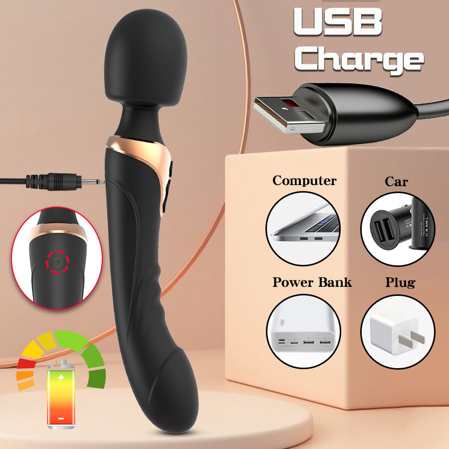 Pleasure Point rechargeable wand vibrator featuring convenient USB charging for portable cordless use