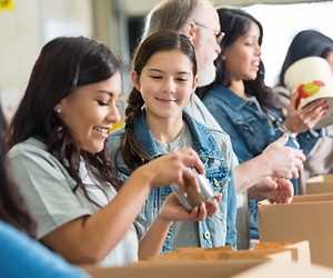 Volunteers Packing Food