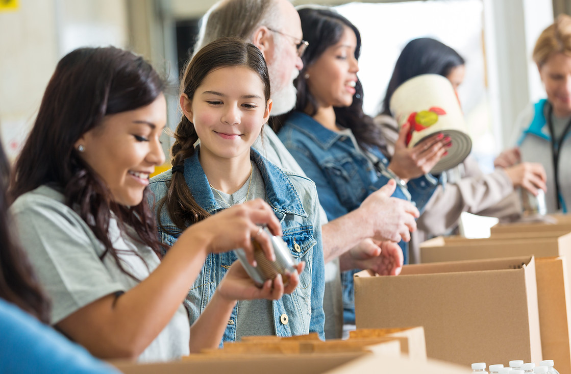 Volunteers Packing Food