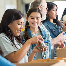 Volunteers Packing Food