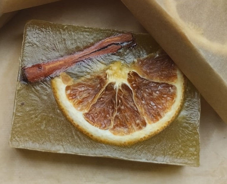 Orange and cinnamon essential oils soap