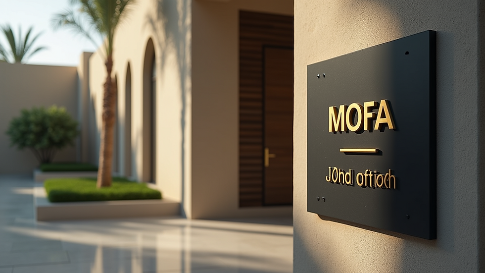 Close-up view of the MOFA office entrance in UAE