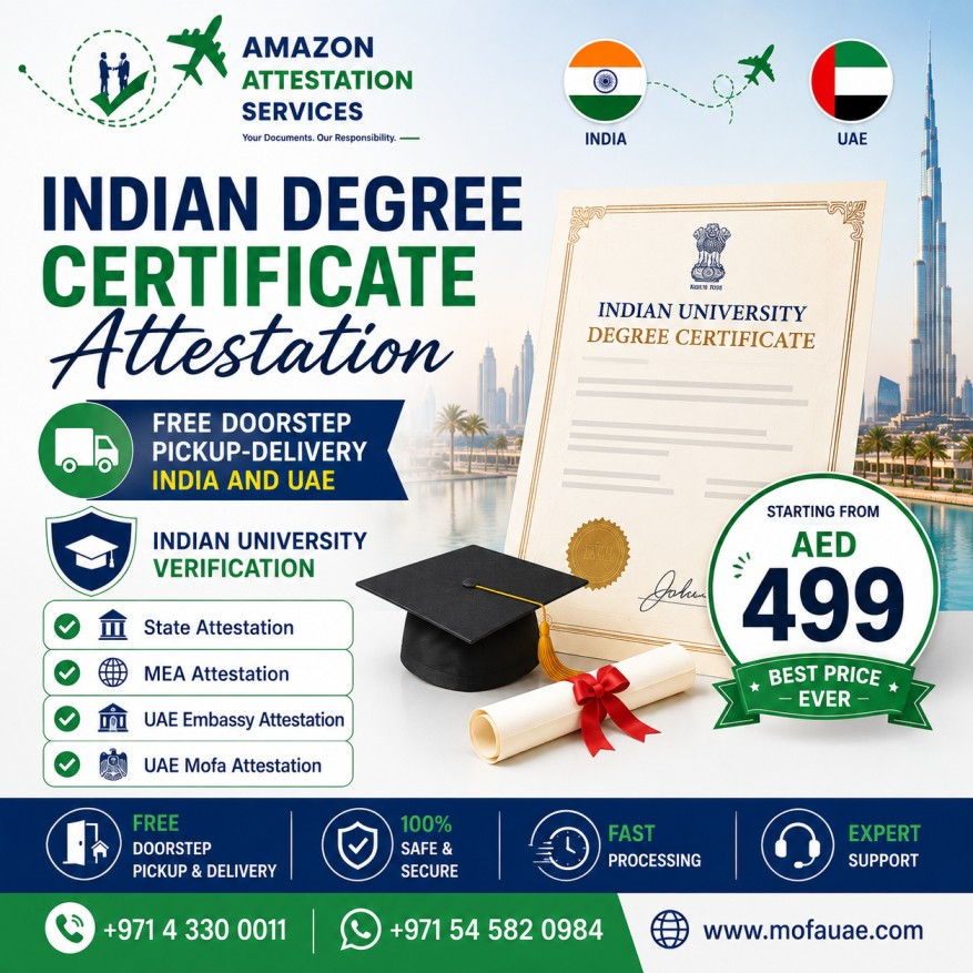 Indian Degree Certificate Attestation in UAE Starting from AED 499