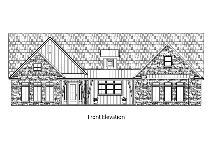 The Apricot - Front Elevation Blackline - DFW Custom Homes