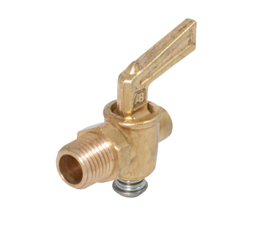 31C Series Drain Shut-Off Valve, featuring a lapped brass body and plug designed for 360° rotation.
