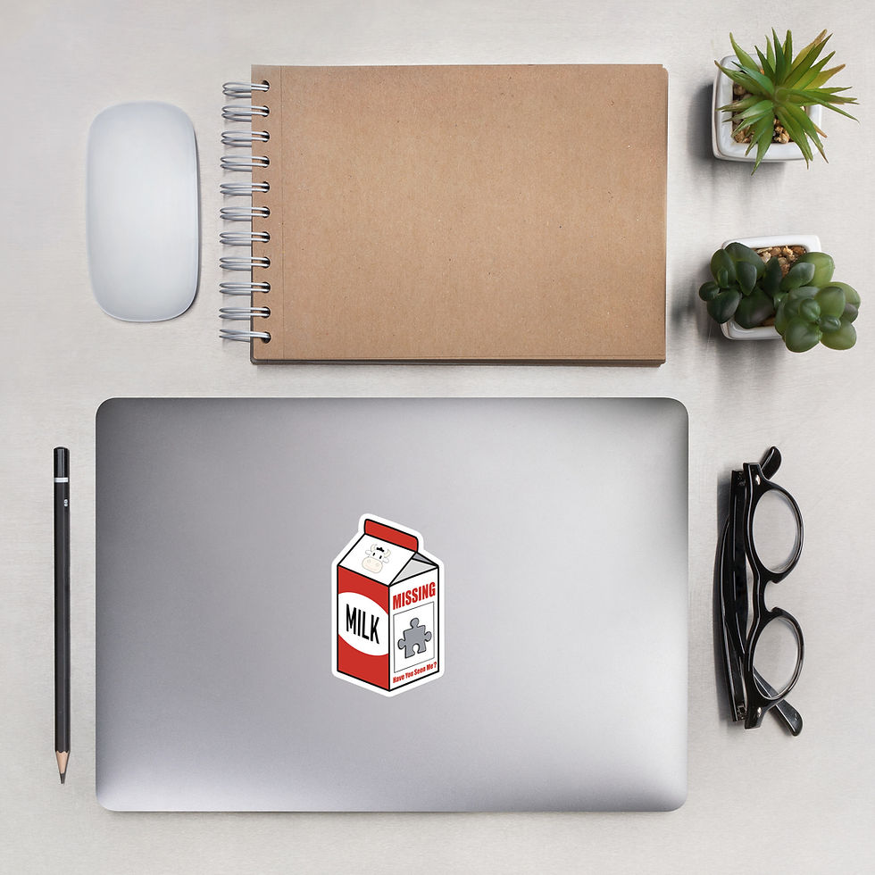 Thumbnail: Missing Piece milk carton, funny graphic sticker, cute puzzle decal, fun cartoon pun, puzzle clipart, unique puzzler gift