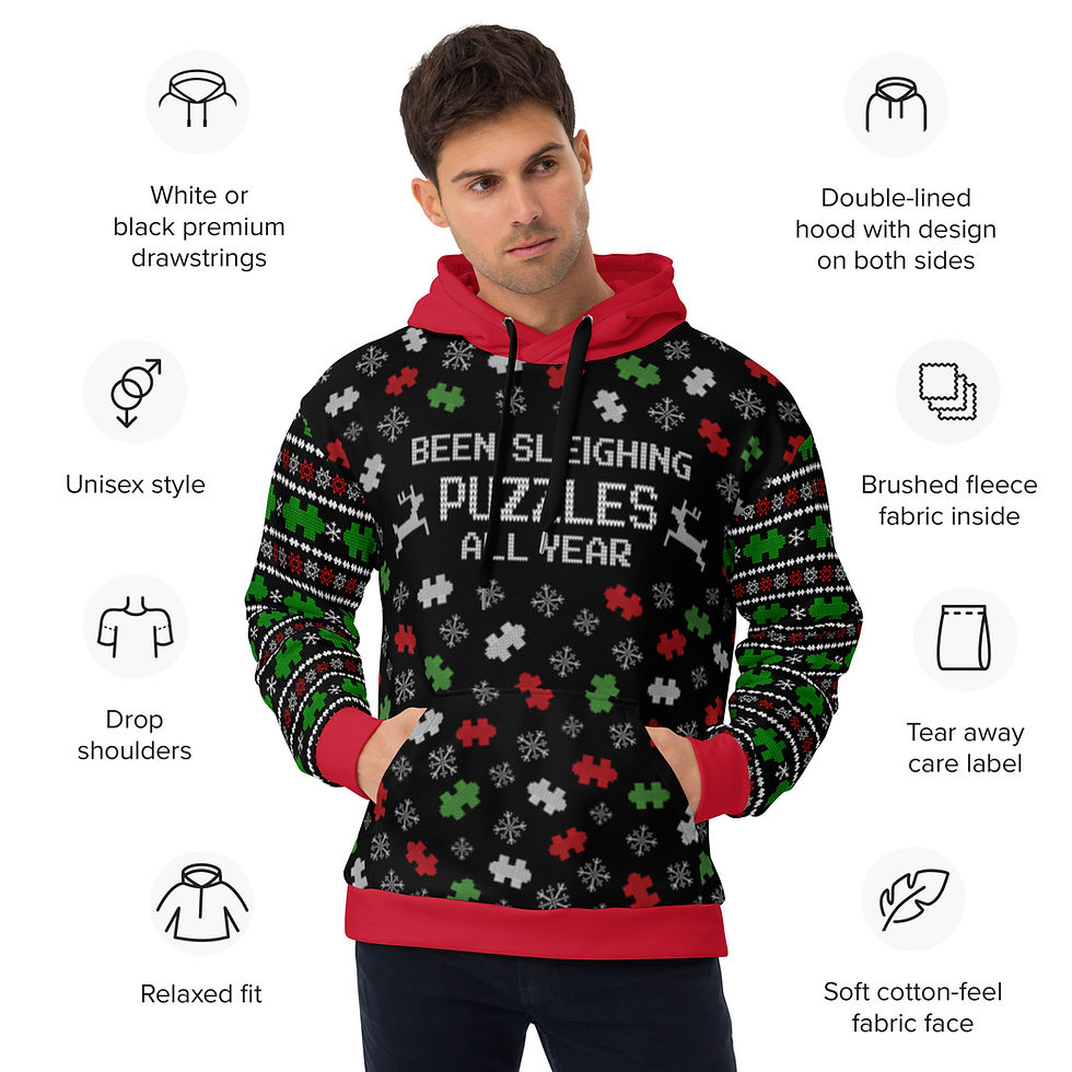 Thumbnail: Hoodie pocket, Cozy, Athleisure, Puzzler Present, stocking stuffer , Ugly Sweater Party, Christmas Shirt Funny Winter Outfit