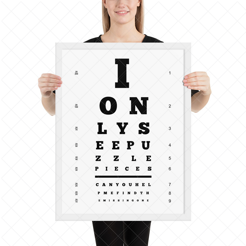 Vision Test Framed Poster, Fun Eyesight Exam, Funny Wall Art, Puzzle Jokes, Puzzler Present, Unique Gift, Jigsaw Fanatic