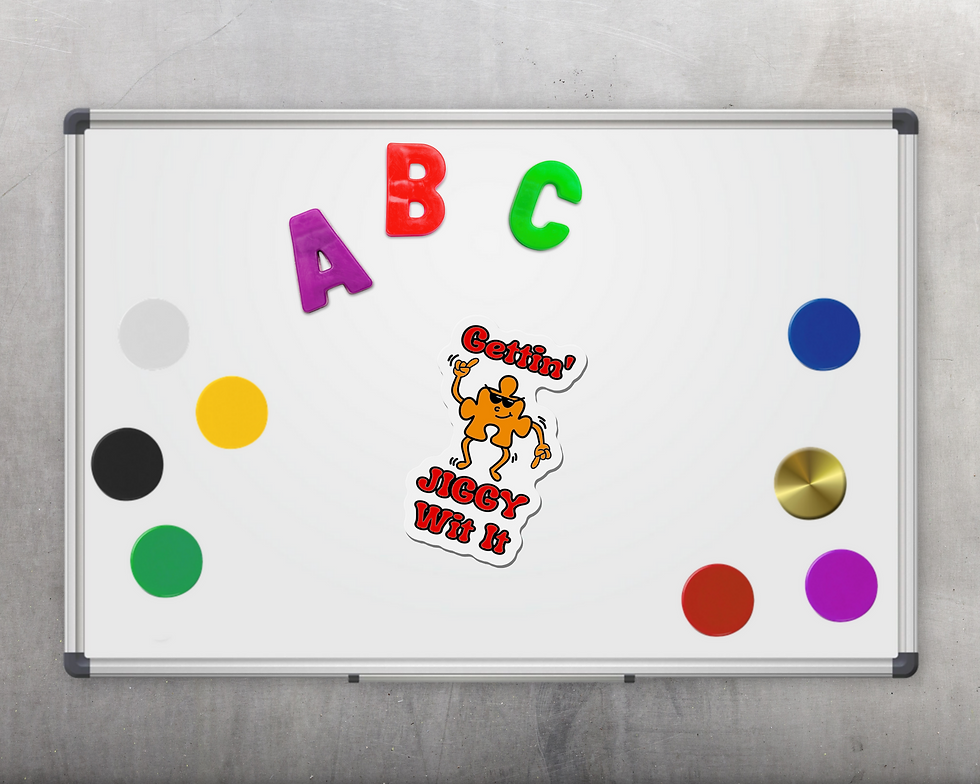 Thumbnail: Gettin Jiggy Wit It, funny graphic fridge magnet, cute puzzle magnet, fun cartoon pun, puzzle clipart, unique puzzler gift
