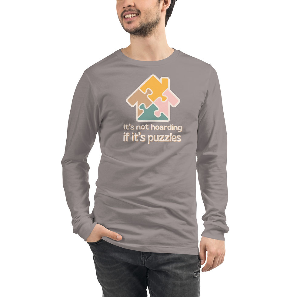 Thumbnail: It's not hoarding if its puzzles, cute womens puzzle top, graphic tee, funny hoarders shirt, cozy fall long sleeve, gift idea
