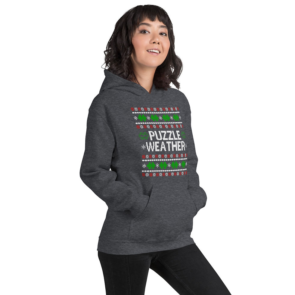 Thumbnail: Hoodie pocket, Cozy, Athleisure, Puzzler Present, stocking stuffer , Ugly Sweater Party, Christmas Shirt Funny Winter Outfit