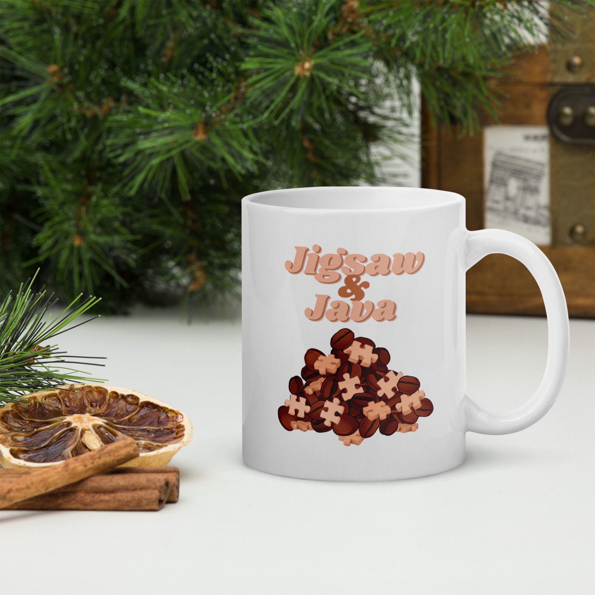 coffee lovers, java, cute mug, gift ideas, stocking stuffer, puzzler presents, holiday, christmas, white elephant, for her