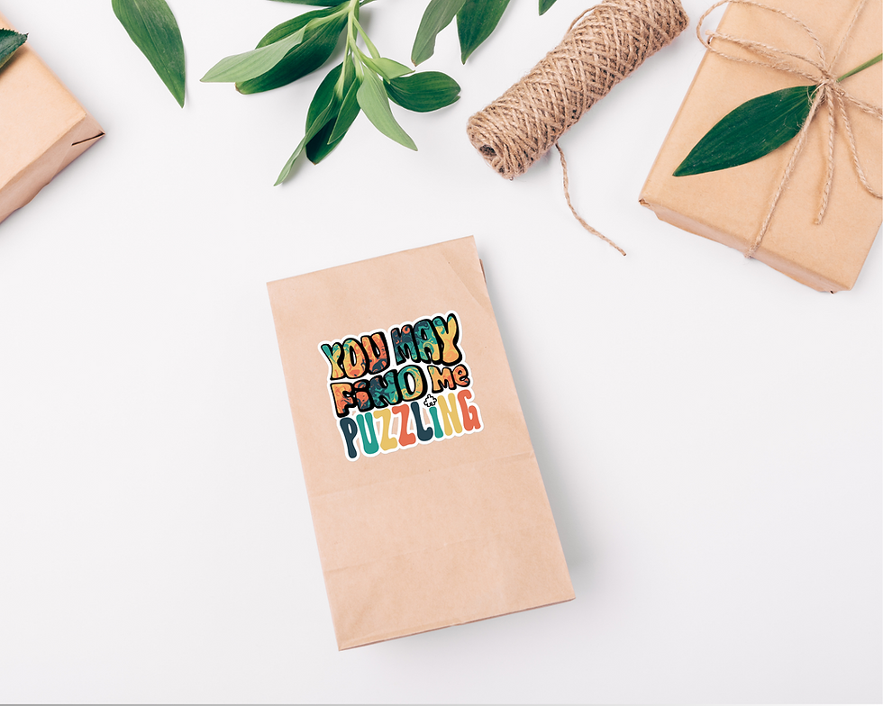 Thumbnail: You may find me puzzling, funny graphic sticker, cute puzzle decal, retro colors, pun, puzzle clipart, unique puzzler gift