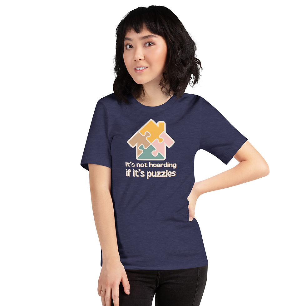 Thumbnail: It's not hoarding if its puzzles, cute womens puzzle top, fun graphic tee, funny hoarders shirt, humorous gym top, gift ideas