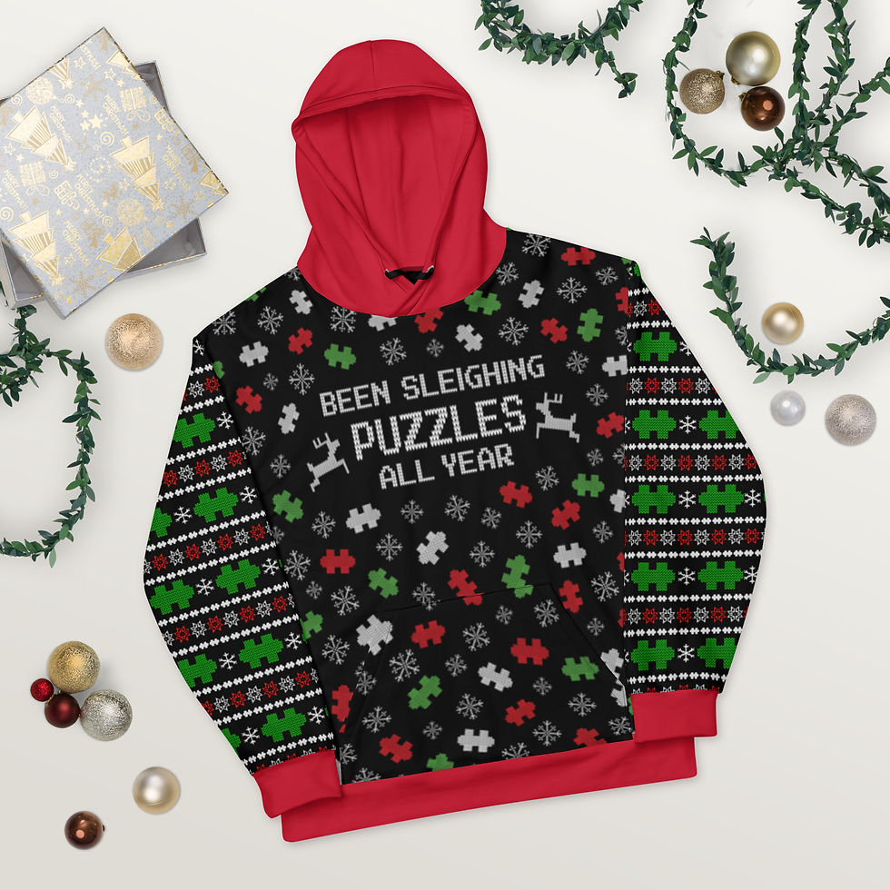 Thumbnail: Hoodie pocket, Cozy, Athleisure, Puzzler Present, stocking stuffer , Ugly Sweater Party, Christmas Shirt Funny Winter Outfit
