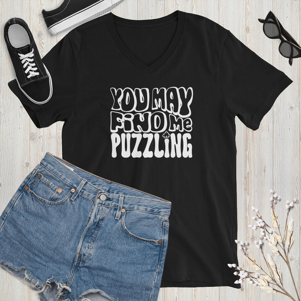 Thumbnail: you may find me puzzling women's top, short sleeve jigsaw shirt, funny left aligned list, cute v-neck, Puzzler Gift Ideas