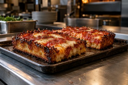 AI illustration: Detroit Style Pizza; not this venue or its actual offering.