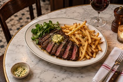 AI illustration: Steak Frites; not this venue or its actual offering.