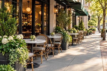 Illustration: Sidewalk Cafe. Fictional scene; not a photograph of this business or its actual menu.