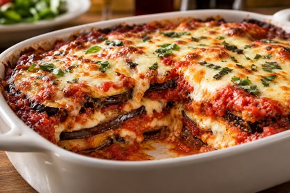 AI illustration: Eggplant Parmigiana; not this venue or its actual offering.