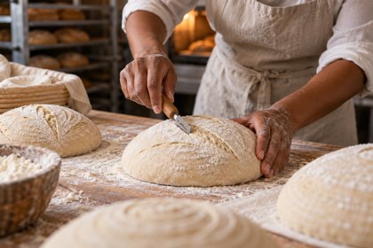 Illustration: Baking Bread. Fictional scene; not a photograph of this business or its actual menu.