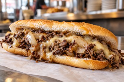 AI illustration: Philadelphia Cheesesteak; not this venue or its actual offering.