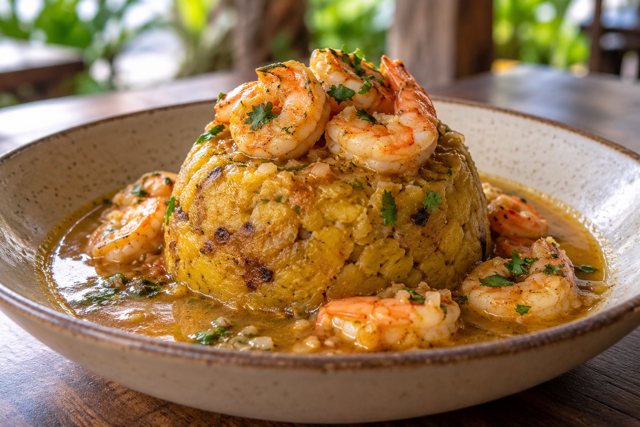 Illustration: Puerto Rican Mofongo. Fictional scene; not a photograph of this business or its actual menu.