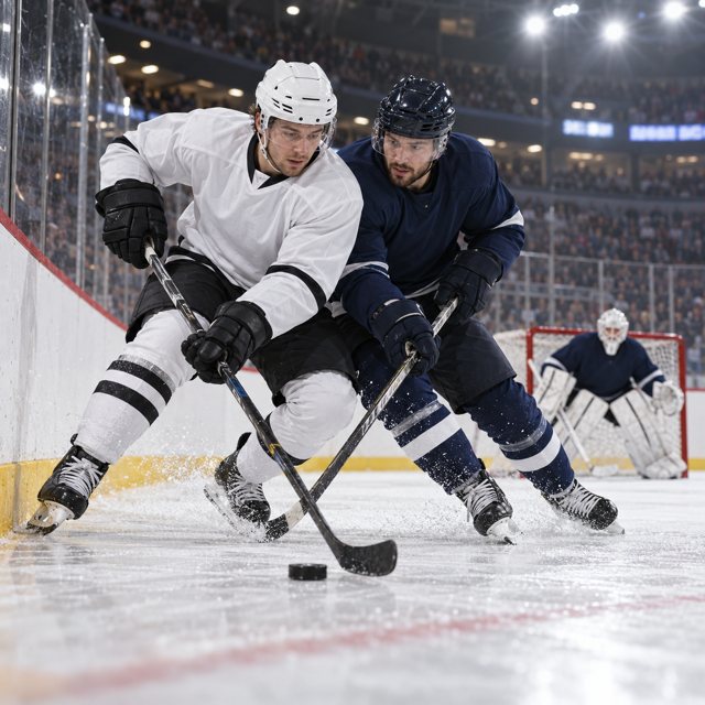 Illustration: Ice hockey. Fictional scene; not a photograph of this business or event.