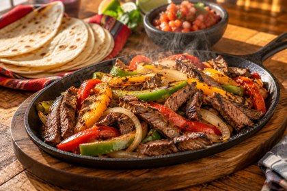 AI illustration: Sizzling Fajitas; not this venue or its actual offering.