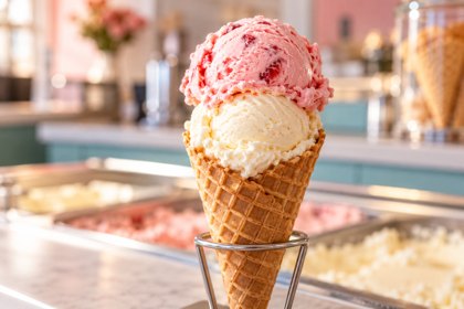 AI illustration: Waffle Cone Ice Cream; not this venue or its actual offering.