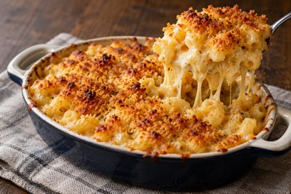 Illustration: Macaroni And Cheese. Fictional scene; not a photograph of this business or its actual menu.