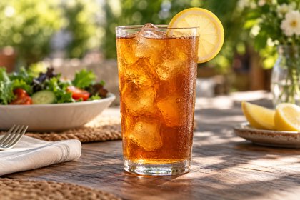 Illustration: Iced Tea. Fictional scene; not a photograph of this business or its actual menu.