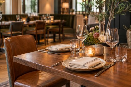 Illustration: Prepared Guest Table. Fictional scene; not a photograph of this business or its actual menu.