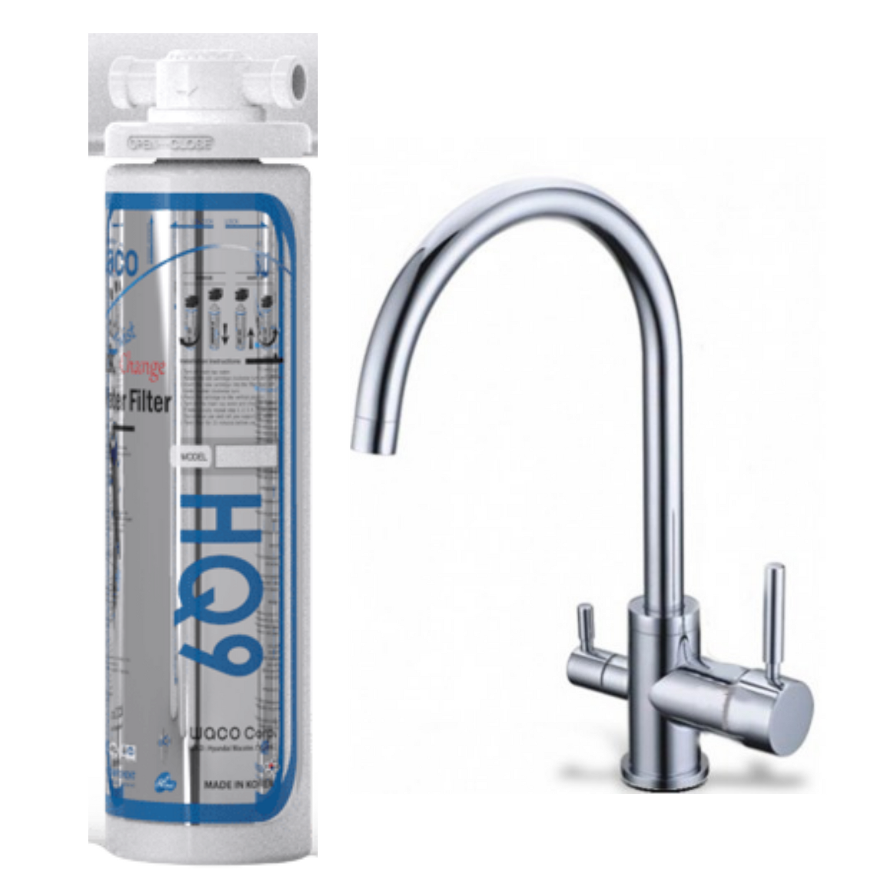 HYUNDAI WACO HQ9 Ultrafiltración + Grifería de 3 Vías Acero Quirúrgico 304