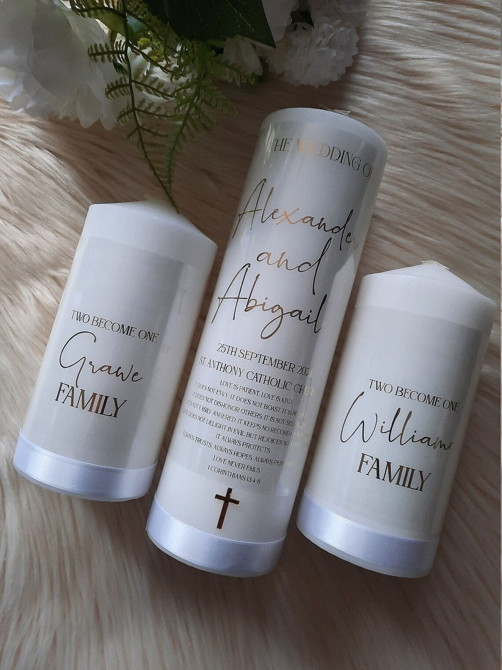 Thumbnail: Bespoke/wedding unity candle SET ,personalised Cassie style