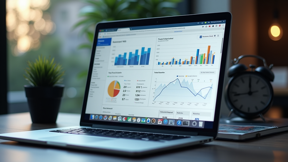 Eye-level view of a laptop screen showing website analytics