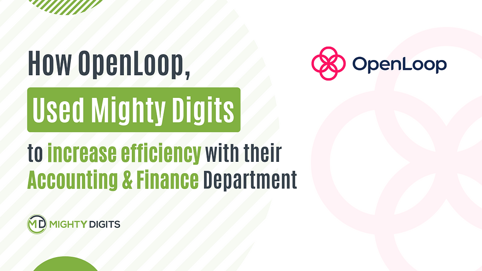 How OpenLoop used Mighty Digits to increase efficiency with their Accounting & Finance Department