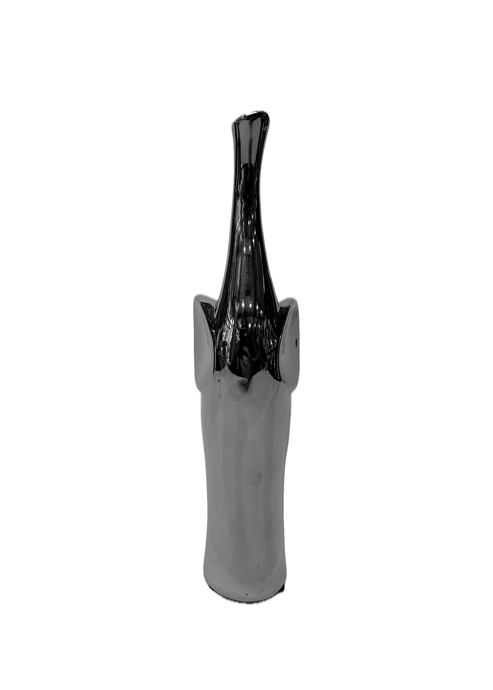 ELEFANTE EM CERÂMICA CROMADO PRATEADO