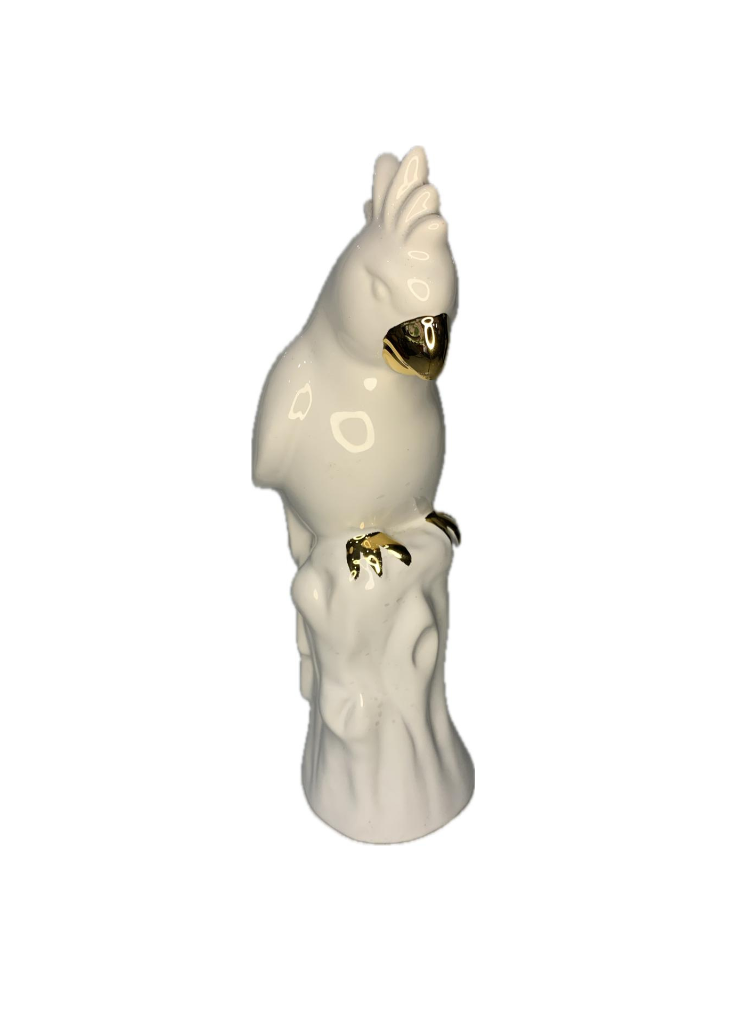 IMAGEM PÁSSARO CERÂMICA BRANCO E DOURADO
