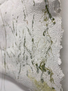 hand-pressed recycled paper embedded with silk fabric grass