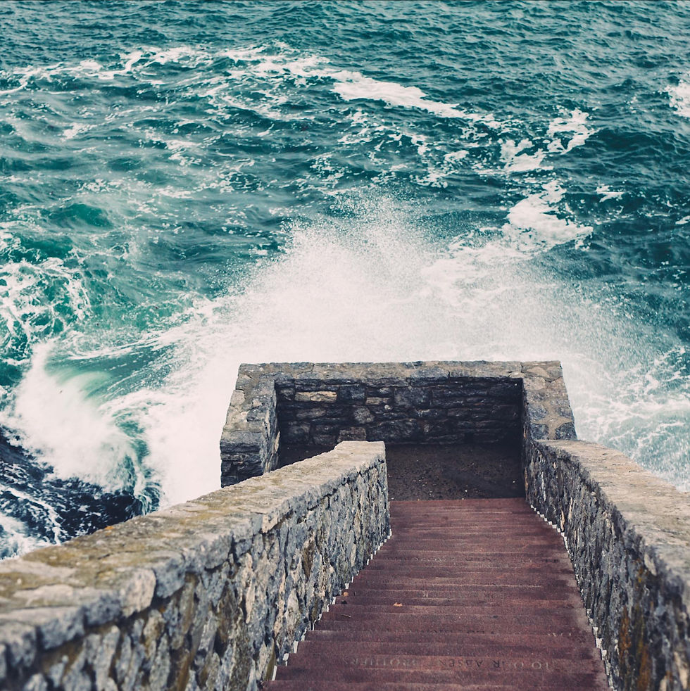Stairwell by the ocean, part of the Cliff Walk in Newport, Rhode Island