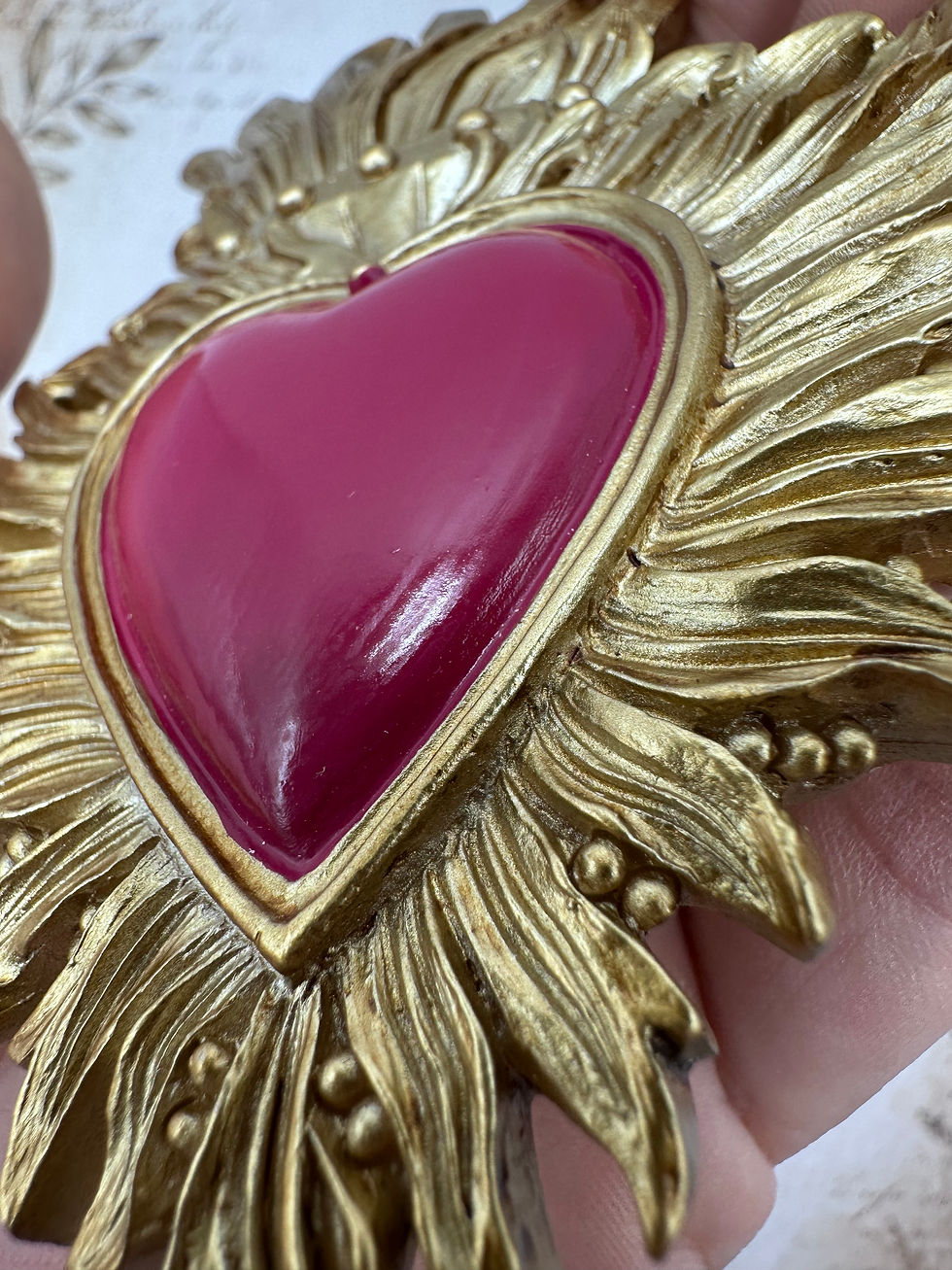 Miniature : Ex-Voto Cœur Fuchsia Doré