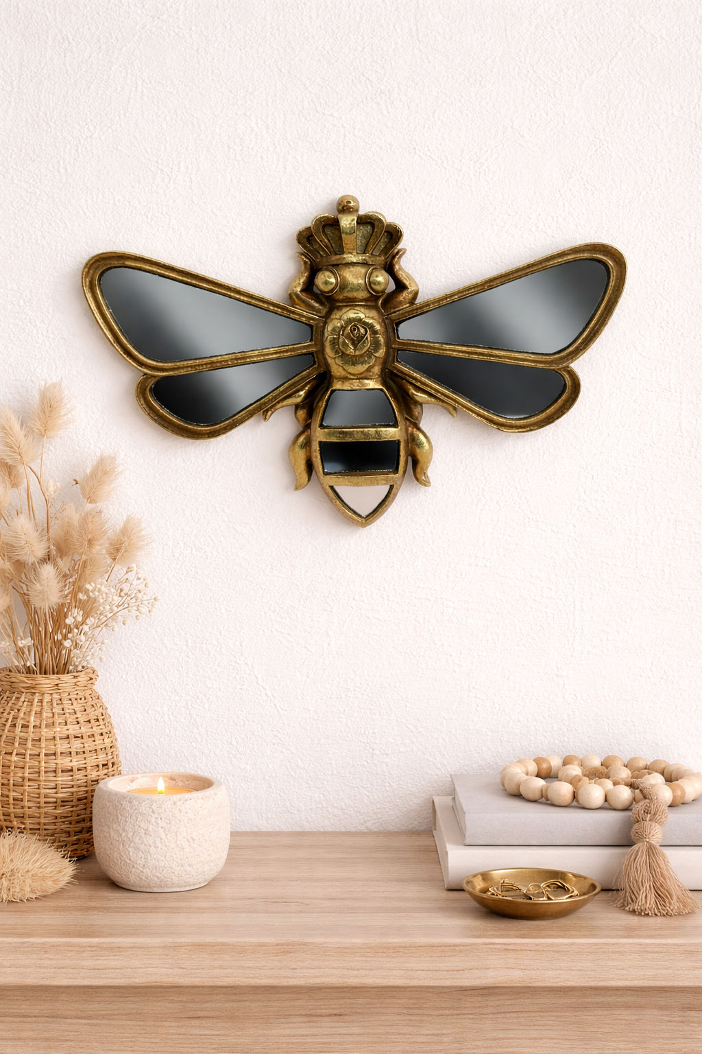 Abeille Couronnée Miroir Doré