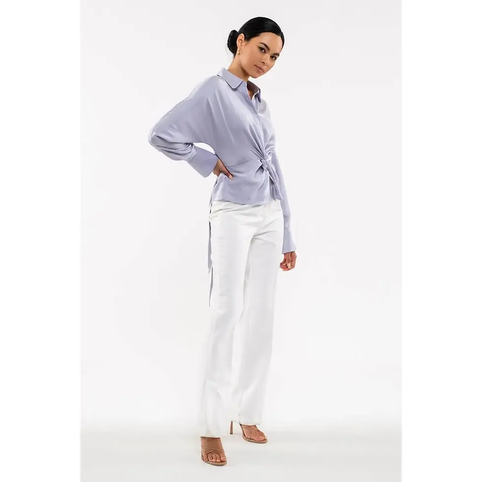 Thumbnail: Twisted Front Button Up Top Periwinkle