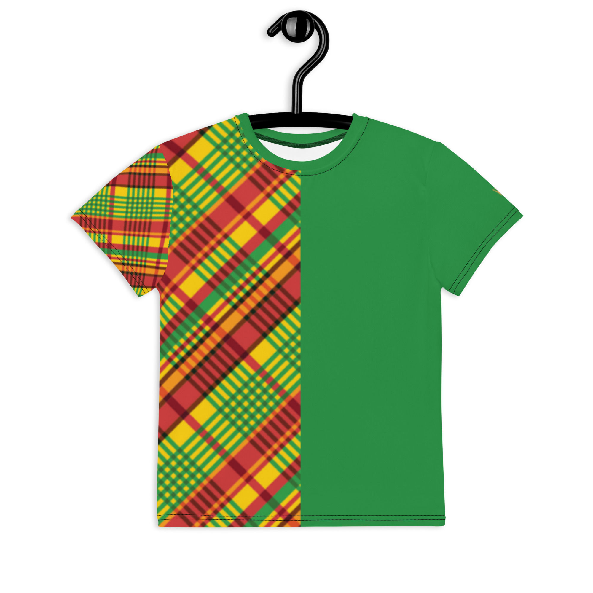 Youth Madras Split Shirt Mango/Green