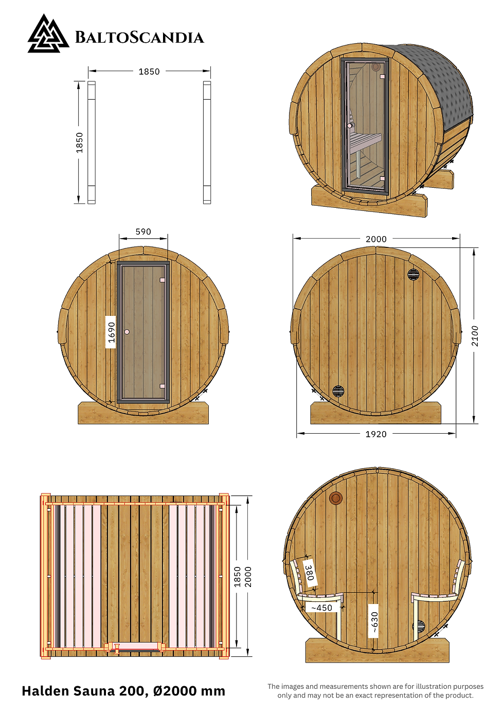 Thumbnail: Halden Sauna Barrel 200 | 200 x Ø 200 or Ø 220 cm | 4 Persons
