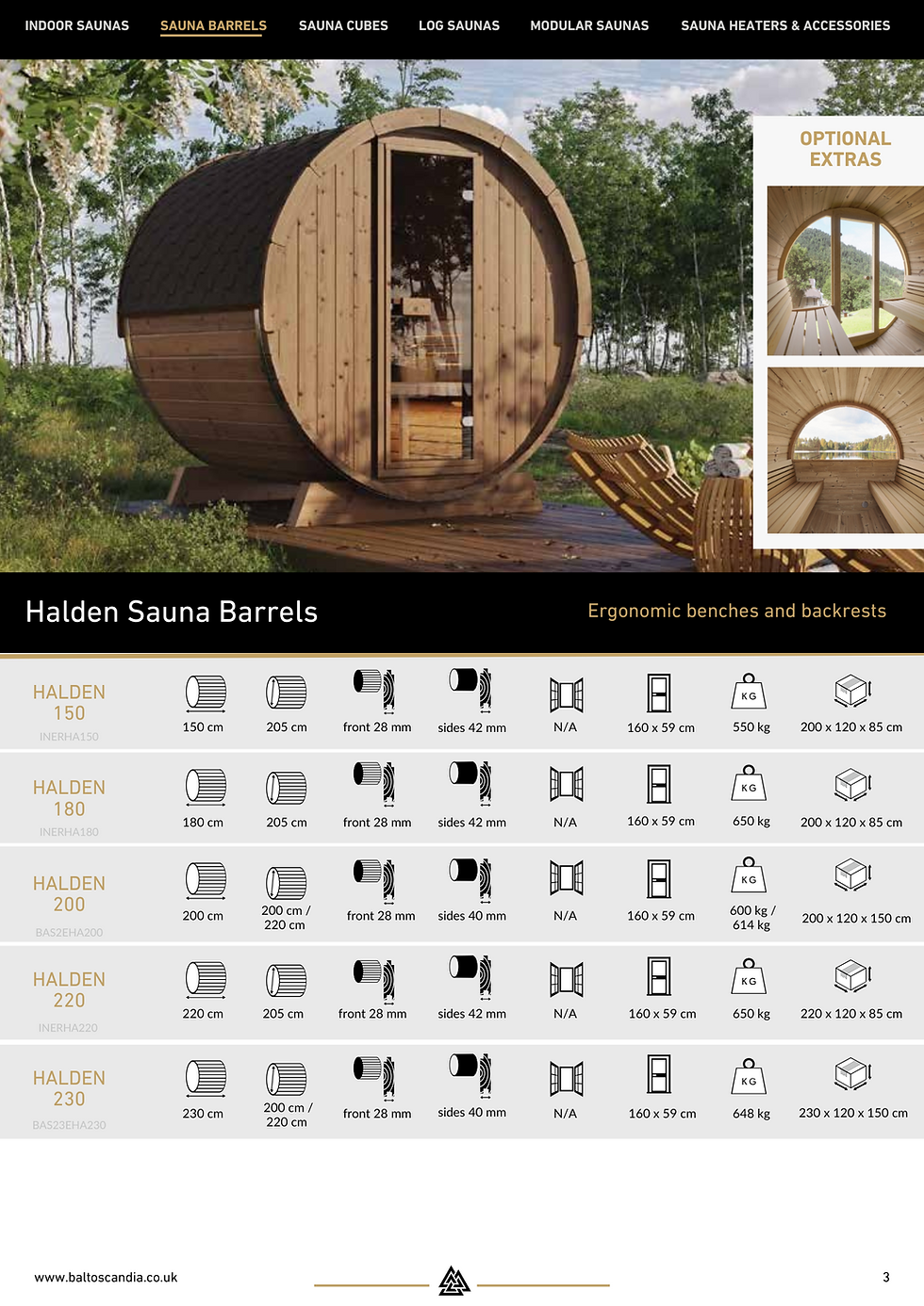 Thumbnail: Halden Sauna Barrel 180 | 180 x Ø 205 cm | 2-3 Persons